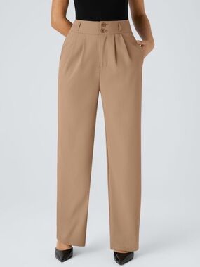 NWT Halara Flex High Waisted Wide Leg Work Pants in Cartouche size LP